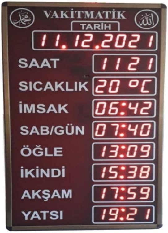 SANEC Ezan Okuyan Cami Namaz Vakitmatik (Kasa Ölçüsü: 43x75 cm)