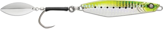 Williamson Williamson Thunder Jig Blade Vibrating Blade Jig Lure for Sea Fishing, Flash & Vibration, Tuna, Sea Bream, Coastal Gamefish, 1.0 oz 28 g, Green Sardine
