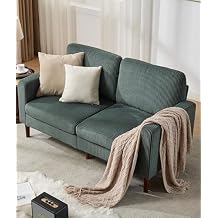 Kingfun 65" Loveseat Sofa, Corduroy Upholstered Sofa, Modern Sleek Couch for Living Room & Bedroom, Green