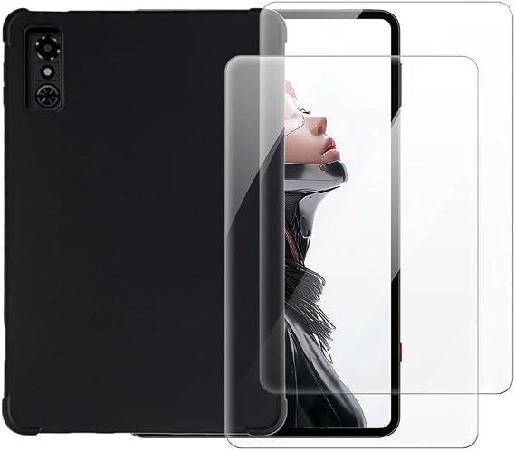 RedMagic Astraと互換性がある ケース＆スクリーンプロテクター - ブラック | 9.06" 2025 フルセット耐衝撃カバー＋2枚入り強化ガラスフィルム、オールインワン保護キット