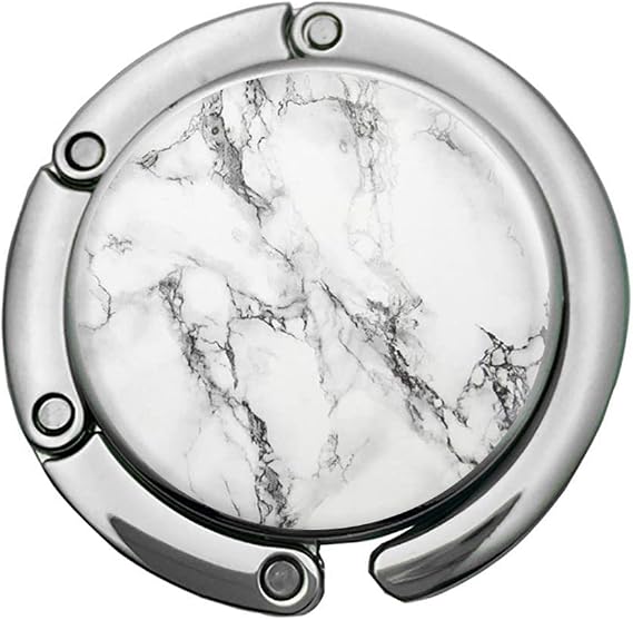 Bosketo Foldable Purse Hook Womens Bag Table Hanger Collection Desk Hooks for Purse (1pack White Marble Hook)