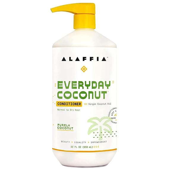 Alaffia Conditioner, EveryDay Coconut Purely Coconut Hydrating Hair Conditioner, Detangler, Frizz Control, 32 Oz Ea