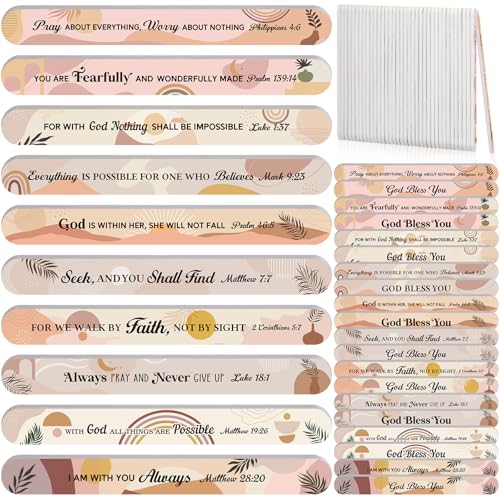 60 Pack Christian Gifts for Women Boho Bible Verse Nail Files Bulk for Church Sunshine Scripture Emery Boards Religious Christmas Appreciation Gift for Coworkers Employee Teacher, 10 Designs