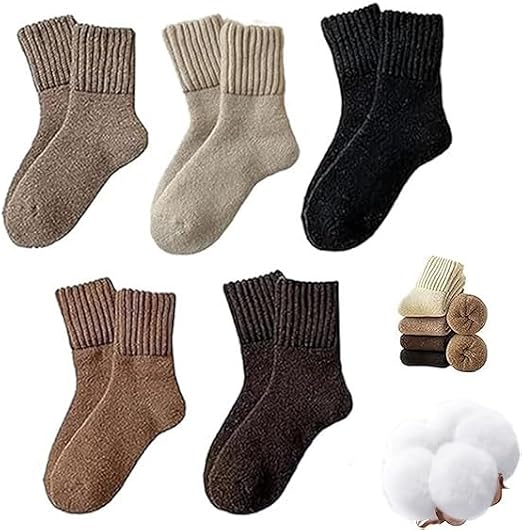 Womens Solid Mid Calf Socks, Womens Thermal Crew Socks, Mid Calf Fall,Thick,