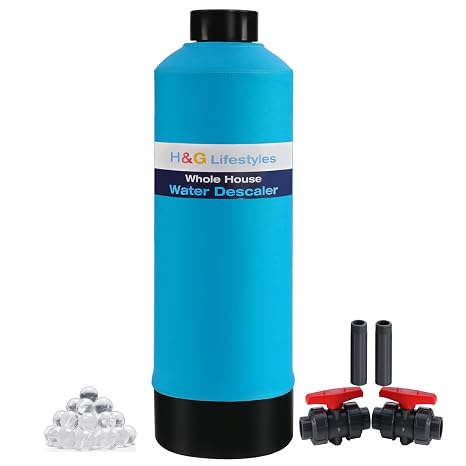 H&G Lifestyles Whole House Water Descaler Saltless,Up to 700,000 Gallons | NSF Certified Salt Free Water Softener Systems for Well Water, Anti Scale Buildup,Scale Inhibitor Filter,Silver-Enhanced