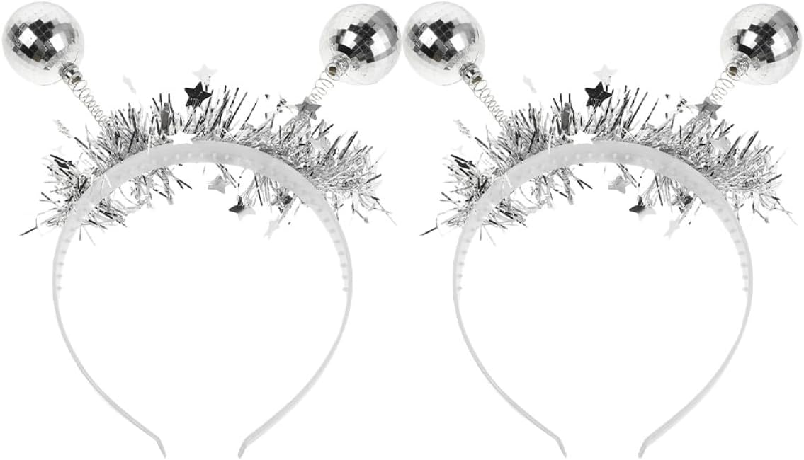 jojofuny Disco Ball Headpiece Party Headband for Music Festival Nightclub Alien Cosplay Accessories Set of 2