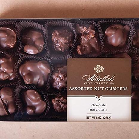 Abdallah Chocolates-Milk Chocolate Assorted Nut Clusters, 8 oz.