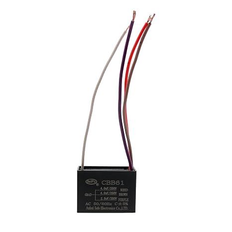 CBB61 4uf+4uf+2.5uf 4-Wire 250V AC Ceiling Fan Capacitor - 50/60 Hz - Polypropylene Film Capacitors Compatible with Electrical Power Relay Connecting Capacitor