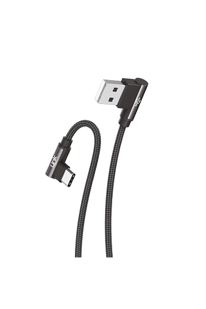 Linktech K594 Safe Type-C - USB 90 Derece Data/Şarj Kablosu 3A 1.5mt Siyah