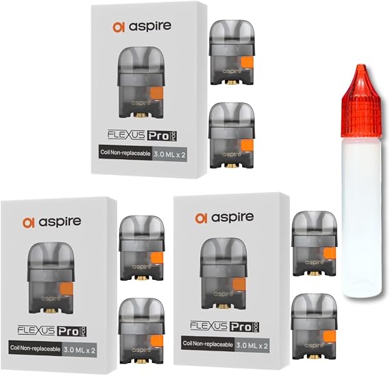 ASPIRE FLEXUS PRO Replacement POD Cartridges 3 Boxes Coil Inside + 1 Empty Bottle 0.6 ohm