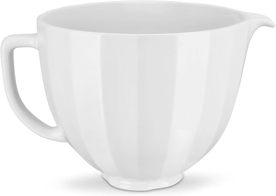 KitchenAid 5Q White Shell Ceramic Bowl, for 5Q Tilt-Head Mixers, KSM2CB5PWS