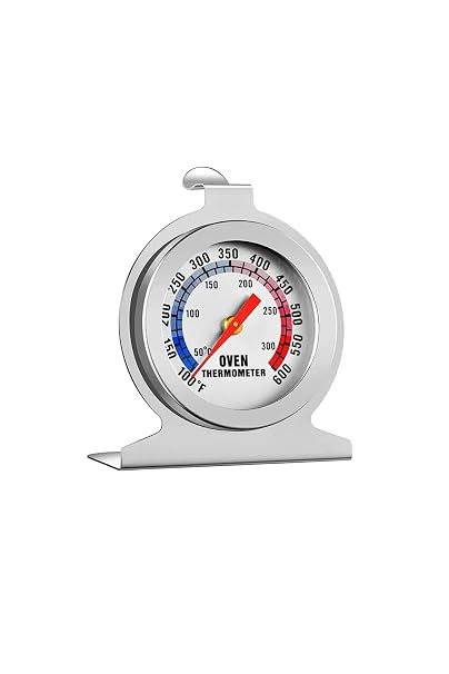 In-Oven Thermometer, 0-300°C, Steel Body, Precise Heat Control, Grey, Analog Indicator, Food Theme Approved