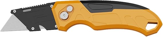 Folding Utility Knife with Wire Stripping Notch,Foldable Box Cutter with Locking Release Button,Metal Belt Clip,Quick Snap Lock Blade Change(*1)