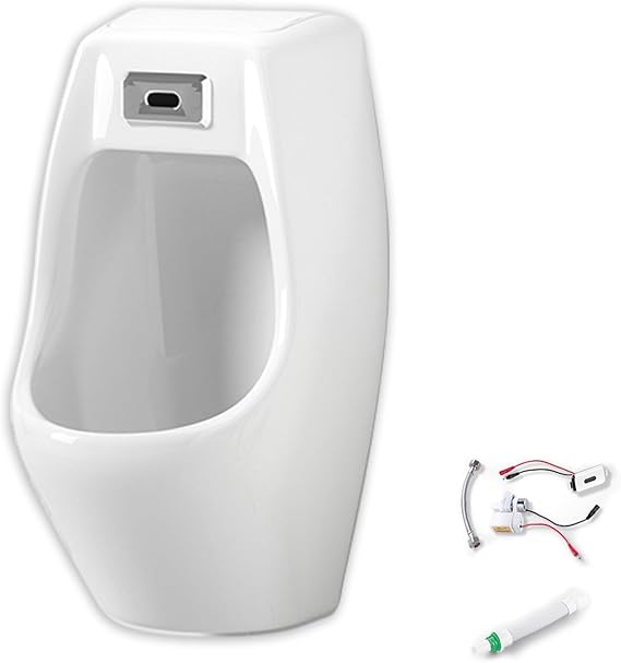 Wall-Mounted Urinals for Men Bathroom, Automatic Sensor Flushing, Ceramic Automatic Toilet Flusher Male Urinal Bottles with Spill Proof, for KTV Prison Bar Bathroom Hotel(White)