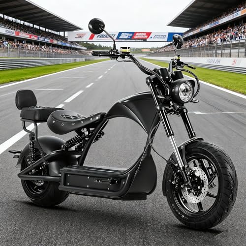eAhora M1P Pro 4000W 50MPH Electric Motorcycle for Adults 60V 42Ah Battery 55 Miles Long Range Street Legal Dual Battery Electric Motorcycle Full Suspension Dual Hydraulic Brake 2 Seats Electric Moped