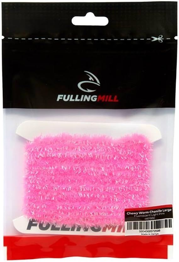 Fulling Mill Chewy Worm Chenille Large Fluorescent Light Pink