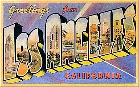 MAGNET 3x5 inch Vintage Greetings from Los Angeles Sticker (art design LA hollywood) Magnetic vinyl bumper sticker sticks to any metal fridge, car,
