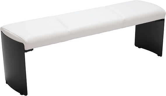 Zuo Mur Bench White, White Bench, Modern Style, Faux Leather, Seats up to 2, Steel, Indoor Living, 55.1" W x 15.7" D x 18.1" H