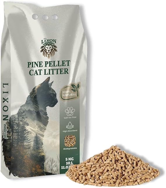 Doğal Çam Peleti Kedi Kumu 5 Kg (10L) Yavru/Yetişkin Kediler ve Kemirgen Hayvanlar için%100 Biyobozunur - Astımlı ve Alerjik Kediler için Uygun - Kimyasal İçermeyen - Yüksek Emiş Gücü