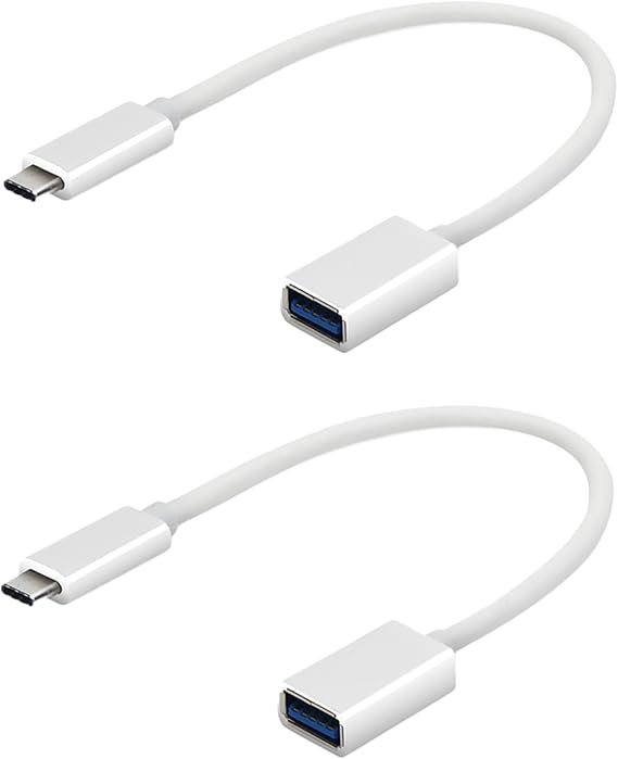 OTG USB-C 3.0 Adapter (2 Pack) Compatible with Tecno Pova 6 Neo 5G to Quick Multi-Use Functions to Backup, Keyboard, mice, Thumb Drives, Saves, More (White)