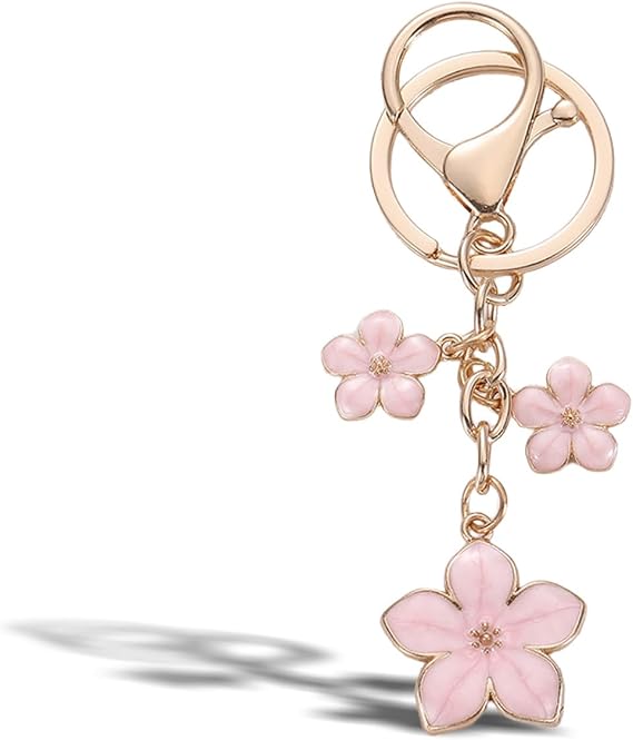 Flower Bag Charm Leather Style Keychain Floral Purse Accessory