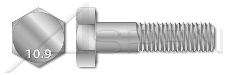 (15 pcs) M16-2.0 X 165mm, DIN 6914 / ISO 7412 / EN 14399-4, Metric, Heavy Structural Hex Bolts, Class 10.9 Steel, Galvanized