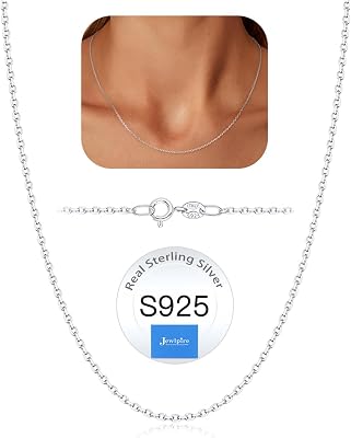 Jewlpire 925 Sterling Silver Chain Necklace for Women, 14K Gold Plated Chain for Women 1.2mm 1.3mm Cable Chains, Thin & Dainty Womens Chains Necklaces 16 18 20 22 24 26 Inch