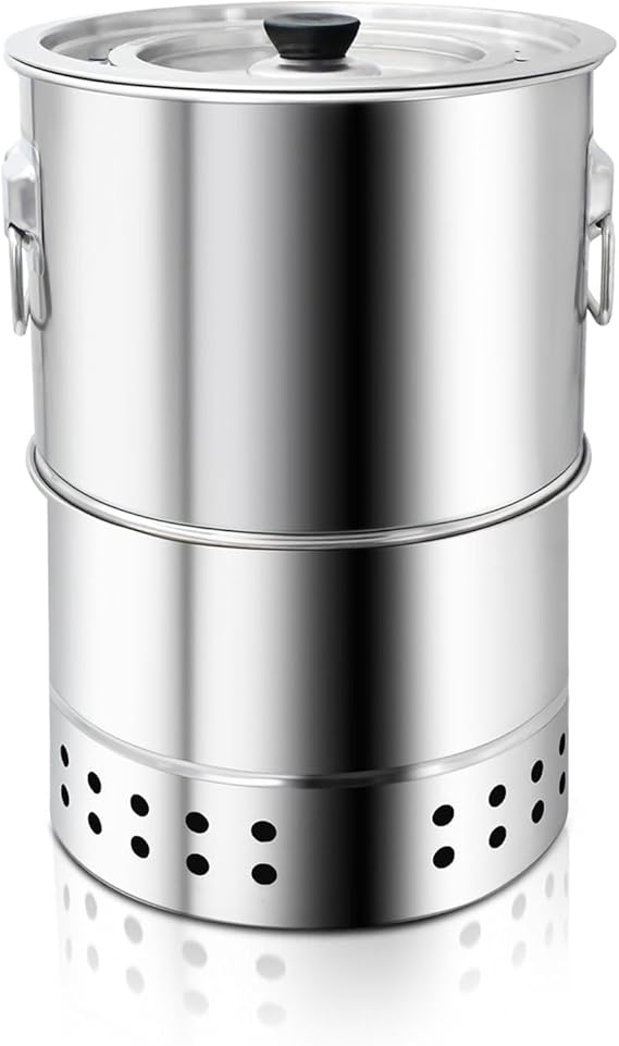 Stainless Smokeless Charcoal Grills Surround Charcoal Barrel Grill 360 Smokeless Outdoor Barbecue Grill for Travel for Travel, Outdoor Cooking and BBQ, Camping Grill Picnic Patio Backyard