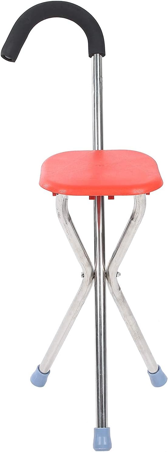 Elderly Crutch Stool Folding Cane Stool Fashionable Li Wei Durable for Safety for Relaxion for Outdoors for Walk Outdoors(Brown) Interesting