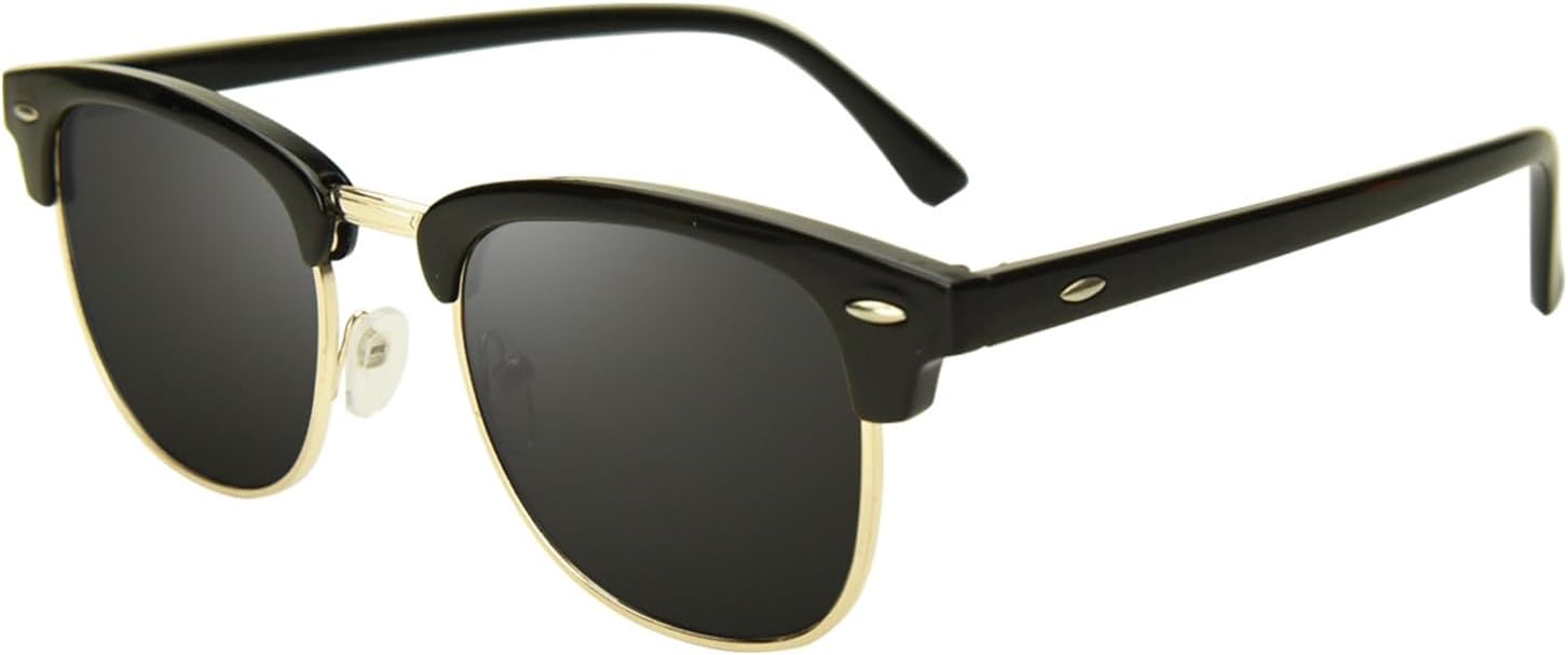 Polarized Sunglasses for Women Men Vintage Semi-Rimless Frame UV400 Driving Fishing Sun Glasses ST003