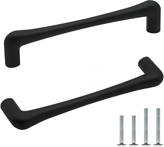 10 Pack Cabinet Pulls Matte Black 5 Inch/128mm Hole Center Solid Zinc Alloy Handles for Drawer Dresser Kitchen Cupboard Bathroom Furniture Hardware