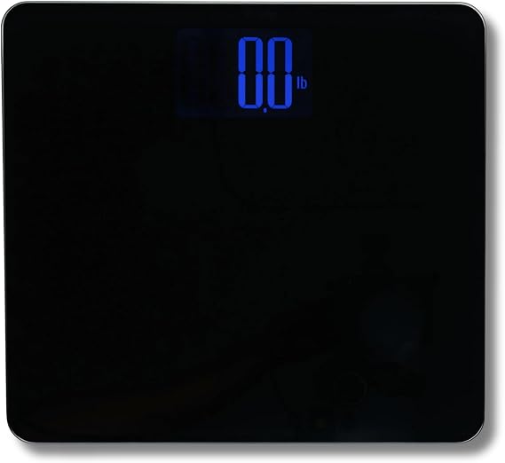 FitScan HD-366F Digital Weight Scale - 440 lb Capacity - 8mm Tempered Glass Platform - Jumbo Blue Backlit LCD - Sleek Low-Profile Design - Heavy-Duty Durable Build - Japan Technology