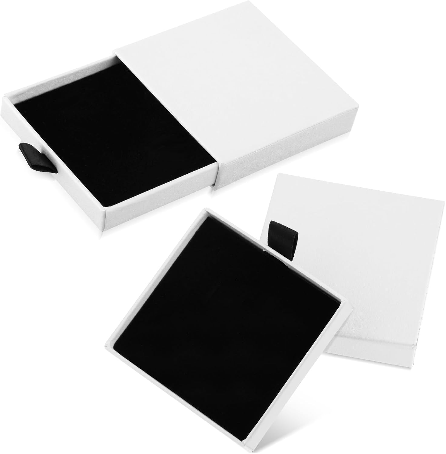 2Pcs Jewelry Gift Box ardboard Jewelry Box Square Necklace Earring Bracelet Gift Boxes Organizer Storage Boxes for Jewellery White