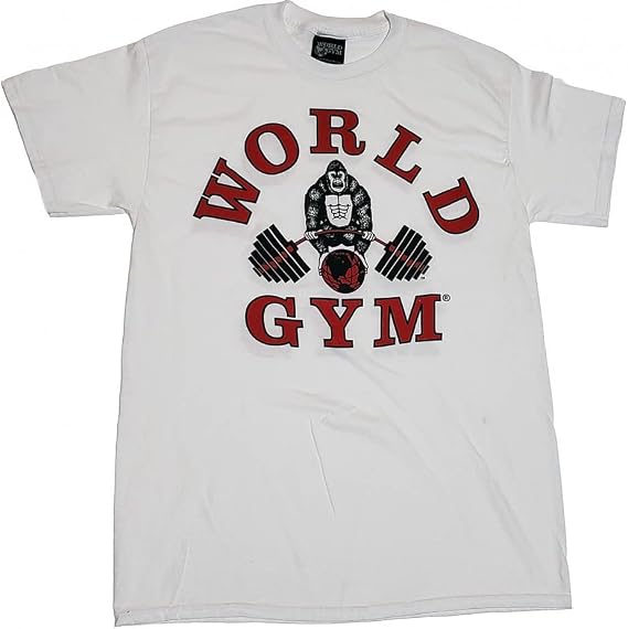 World Gym W100 Shirt 2-Side Logo Print (X-Large, White)
