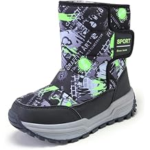 Eliogn Kids Snow Boots Faux Fur Lining Boys Girls Mid Calf Boots Waterproof Cold Weather Shoes for Winter Outdoor