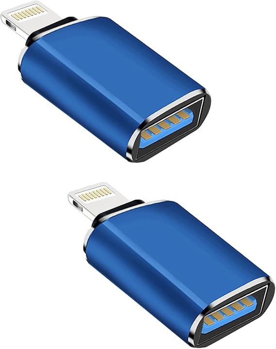 Apple MFi Certified Lightning to USB Camera Adapter, USB 3.0 OTG Cable Adapter for iPhone 14 13 12 11 XS XR X SE 8 7 6 5 iPad to Connect Card Reader, Keyboard, Mouse, Piano, Flash Drive (Blue)