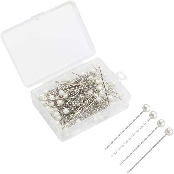 Corsage Pins, 100 Pieces Floral Pins with White Round Faux Pearl Head