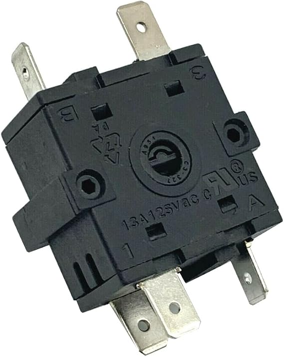 FZ31-9 5 Pin 6 Position Rotary Switch, Black, Manual Operation
