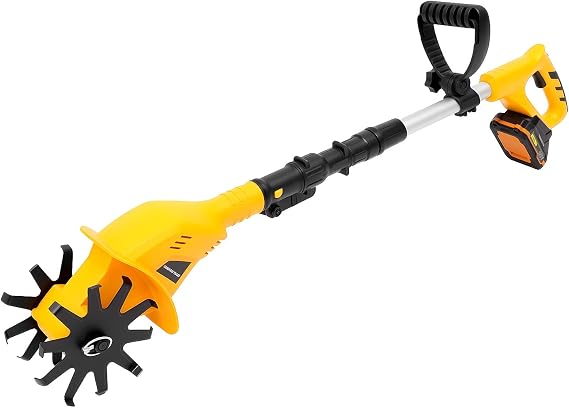 Cordless Tiller Cultivator, Electric Garden Tiller w/250 RPM, 4" Tilling Width, 3.9" Depth, Portable Rotary Tillers, Garden Rototiller for Plowing, Weeding, Turning Over Soil