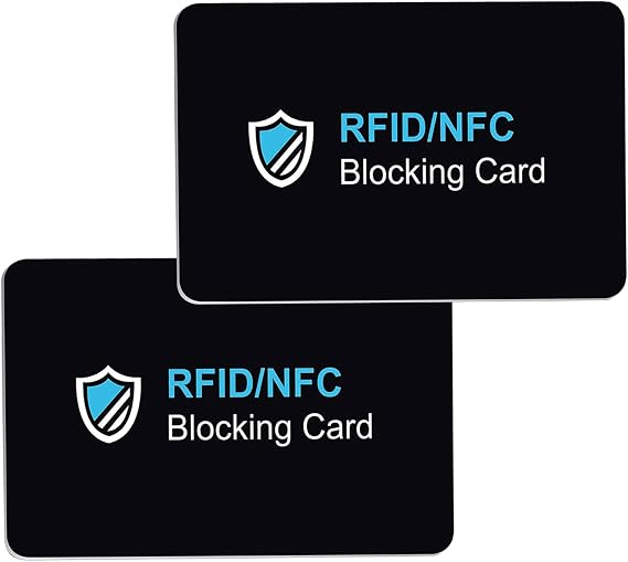 SHUXIA 2pcs RFID/NFC Blocking Card,RFID Blocking Cards for Men & Women,Credit Card Protector,Anti-Theft Contactless NFC Blocker,Slim Contactless NFC Bank Debit Credit Card Passport Protector Blocker