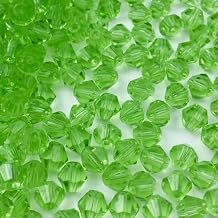 400pcs Bicone Crystal Beads 4mm Crystal Glass Faceted Beads for Necklace Bracelet Earrings DIY Jewelry Crafts Making Supplies(Light Green)