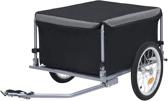 Bicycle Trailer Bike Trailer, Bicycle Cargo Trailer, Two-Wheel Bike Luggage Wagon Bicycle Trailer, Black and Gray, Maximum Load Capacity: 143.3 lb,-258
