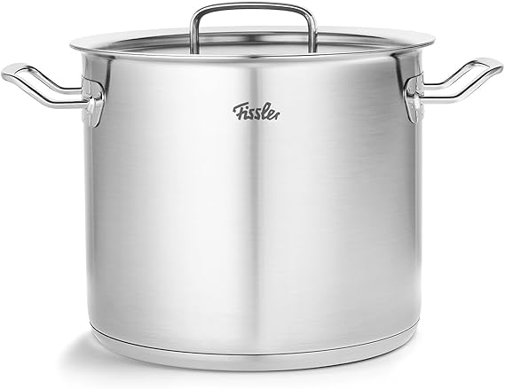 Fissler Original Profi Collection/High Stainless Steel Cooking Pot (Diameter 24 cm 9.1 L) Pots with Metal Lid Inner Scale - Induction Made in Germany