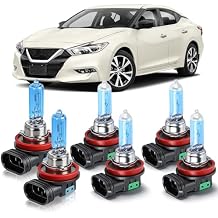 OQSNCV Fit for Nissan Maxima (2016 2017 2018) Halogen Headlight Bulbs,H9 High Beam + H11 Low Beam+ H11 Fog Light Headlamp Replacement Bulbs Kit, Pack of 6