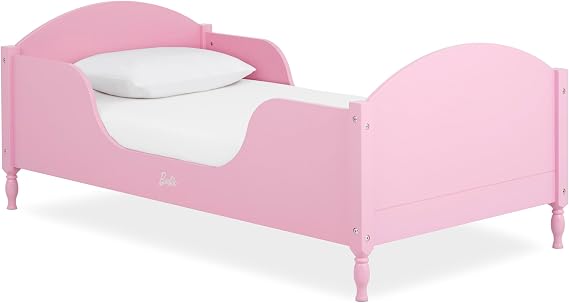 Evolur Barbie Dreamscape Toddler Bed, Wooden Bed with Guard Rails - Pink