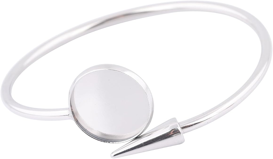 5pcs 16mm Cabochon Bracelet Base Blanks Stainless Steel Bendable Cuff Bracelets Bangle Bezel Settings For Jewelry Making