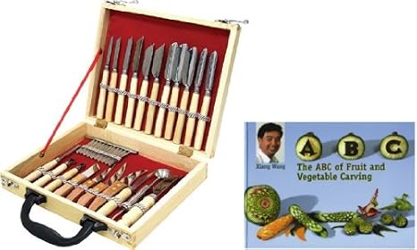 WIN-WARE Culinary Carving tool Set 22 Piece. Fruit/Vegetable Garnishing/Cutting/Slicing Set. With Fruit and Vegetable Carving Instruction Book