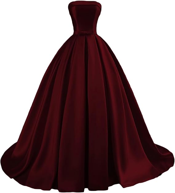 Dymaisei Women's Strapless A-line Prom Dresses Ball Gown Evening Formal Gowns Long Satin Party Gowns