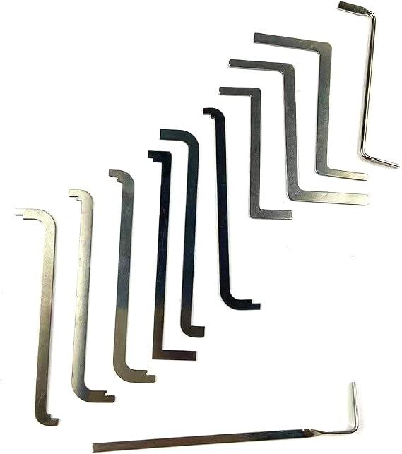 New Lock Pick Tension Wrench,Locksmith Pick Push Rod Locksmith Essential Kit (11pcs) | 11 sets of different shapes and thicknesses, Made of stainless steel material, Suitable for opening different door locks