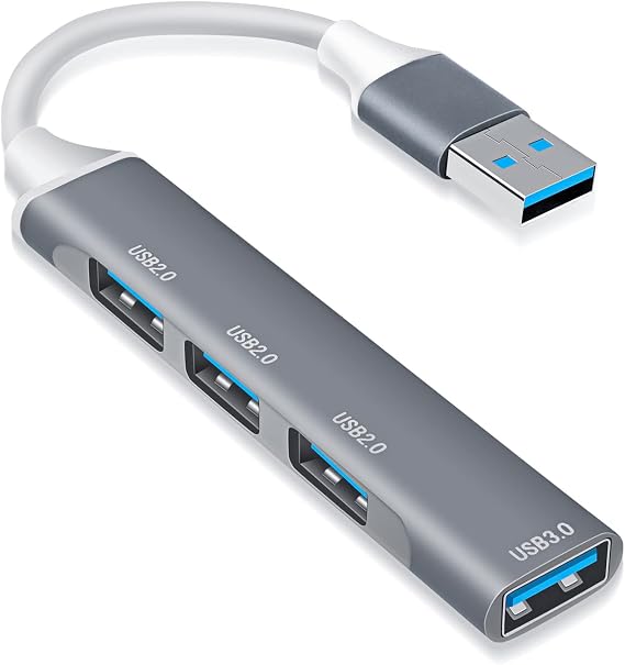 USB Hub 4-Port USB Hub Ultra-Slim Data USB Splitter Portable Aluminium Alloy Mini USB Hub Extensions Applicable for Laptop, MacBook, Mac Mini/Pro, Surface, Notebook PC, PS4, Flash Drive, Mobile HDD